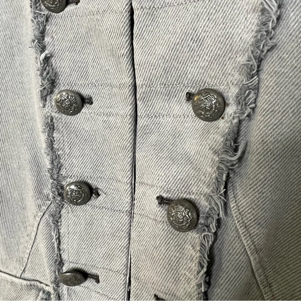 Jacket | Free People Military Denim Blazer in Deep Grey Pewter | Captains Jean - Picture 5 of 16
